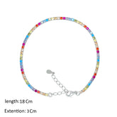 Asfour Crystal Tennis Bracelet With Multi Color Zircon Stones In 925 Sterling Silver-BD0097-K